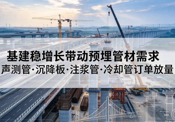 庆城基建稳增长带动预埋监测管材需求，声测管、沉降板、注浆管订单持续放量
